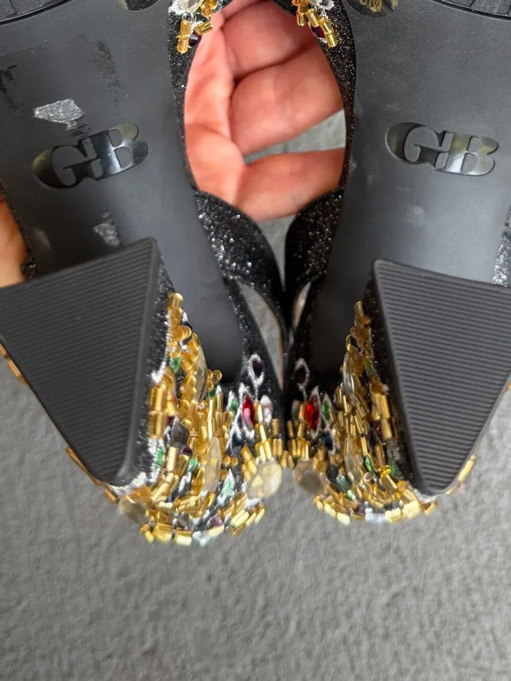 Gianni Bini Enchant-Ment Beaded Jewel Ornamented Platform Dress Sandals 8.5 NWOB - Picture 7 of 7